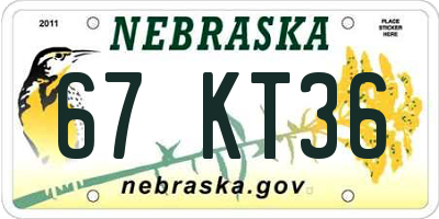 NE license plate 67KT36