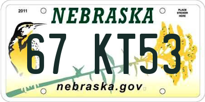 NE license plate 67KT53