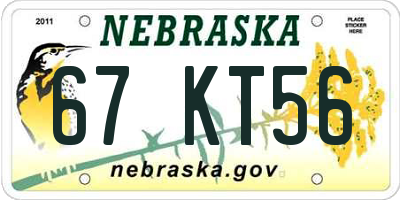 NE license plate 67KT56