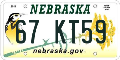 NE license plate 67KT59