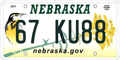 NE license plate 67KU88