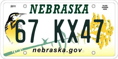 NE license plate 67KX47