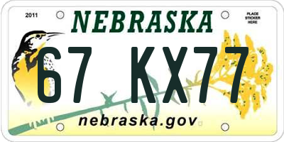 NE license plate 67KX77