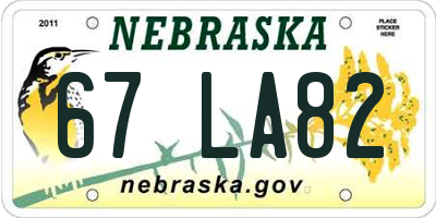 NE license plate 67LA82