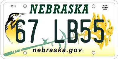 NE license plate 67LB55