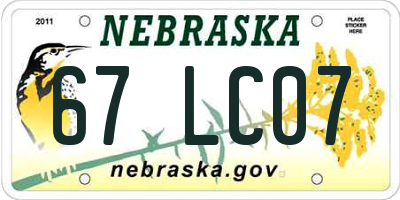 NE license plate 67LC07