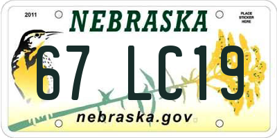 NE license plate 67LC19