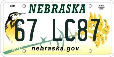 NE license plate 67LC87