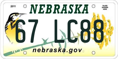 NE license plate 67LC88