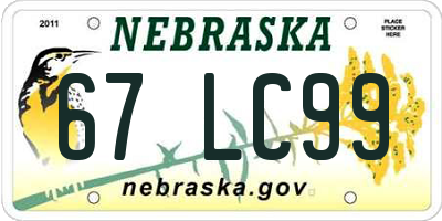 NE license plate 67LC99