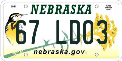 NE license plate 67LD03