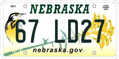 NE license plate 67LD27