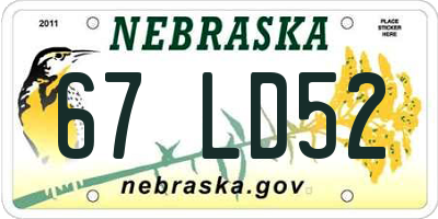 NE license plate 67LD52