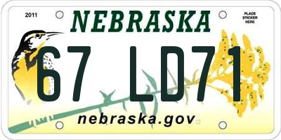 NE license plate 67LD71