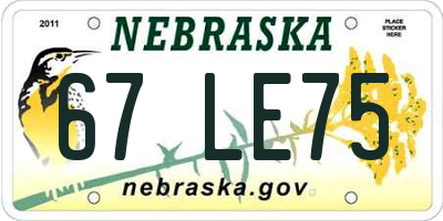 NE license plate 67LE75