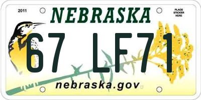 NE license plate 67LF71
