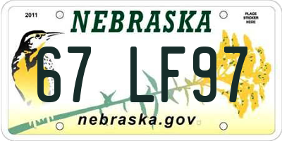NE license plate 67LF97