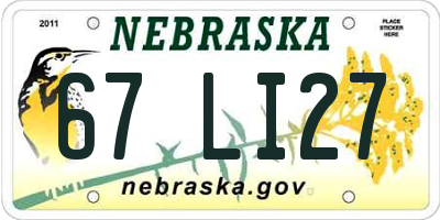 NE license plate 67LI27