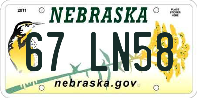 NE license plate 67LN58