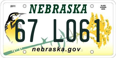 NE license plate 67LO61