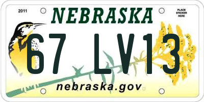 NE license plate 67LV13