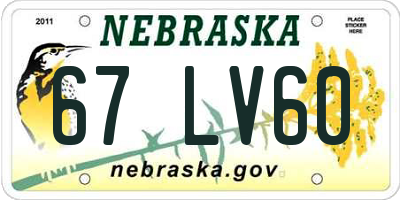 NE license plate 67LV60