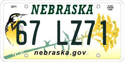 NE license plate 67LZ71