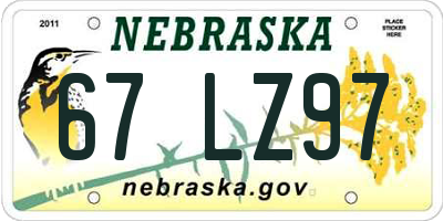 NE license plate 67LZ97