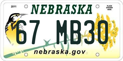 NE license plate 67MB30