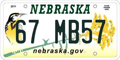 NE license plate 67MB57