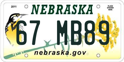 NE license plate 67MB89
