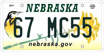NE license plate 67MC55
