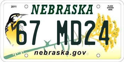 NE license plate 67MD24