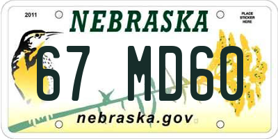 NE license plate 67MD60