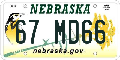 NE license plate 67MD66