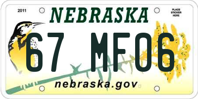 NE license plate 67MF06