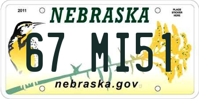 NE license plate 67MI51