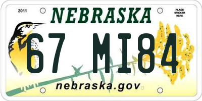 NE license plate 67MI84