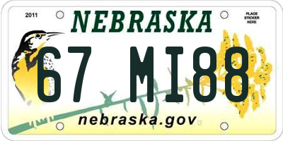 NE license plate 67MI88