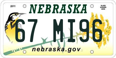 NE license plate 67MI96