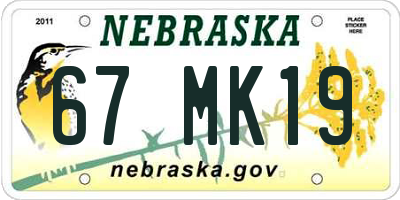NE license plate 67MK19