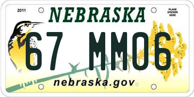 NE license plate 67MM06