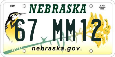 NE license plate 67MM12