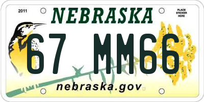 NE license plate 67MM66
