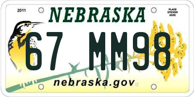 NE license plate 67MM98