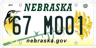 NE license plate 67MO01