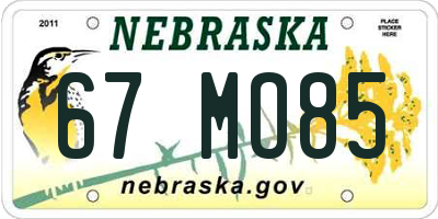 NE license plate 67MO85
