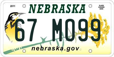 NE license plate 67MO99