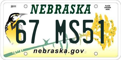 NE license plate 67MS51