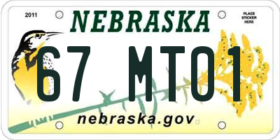 NE license plate 67MT01